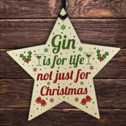 Red Ocean Funny Gin Novelty Christmas Gift Tree Bauble Decoration Wooden Star Secret Santa Gifts - thumbnail 1