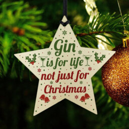 Red Ocean Funny Gin Novelty Christmas Gift Tree Bauble Decoration Wooden Star Secret Santa Gifts - thumbnail 6