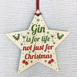 Red Ocean Funny Gin Novelty Christmas Gift Tree Bauble Decoration Wooden Star Secret Santa Gifts - thumbnail 5