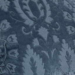 Curtina Trinity Velvet Ornamental Floral Pair Of Blue Pencil Pleat Curtains - thumbnail 5