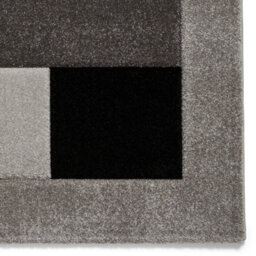 Grey Rug, 10mm Thick Stain-Resistant Rug, Bordered Geometric Rug, Chequered Bedroom, & Dining Room Rug -80Cm X 150Cm - thumbnail 5
