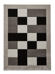 Grey Rug, 10mm Thick Stain-Resistant Rug, Bordered Geometric Rug, Chequered Bedroom, & Dining Room Rug -80Cm X 150Cm - thumbnail 9