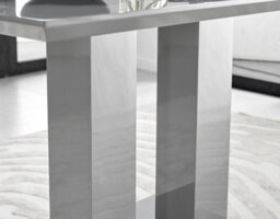 Furniturebox Imperia Grey High Gloss 4 Seater Dining Table With Structural 2 Plinth Column Legs Perfect For Modern Minimalist Dining Rooms - thumbnail 4