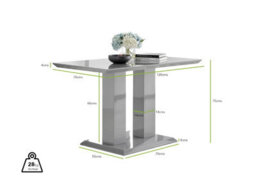 Furniturebox Imperia Grey High Gloss 4 Seater Dining Table With Structural 2 Plinth Column Legs Perfect For Modern Minimalist Dining Rooms - thumbnail 6