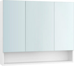 Songmics Wide Wall Storage Cabinet, Bathroom Mirrored Storage Unit With Adjustable Shelves And Open Shelf, Cloud White - thumbnail 6
