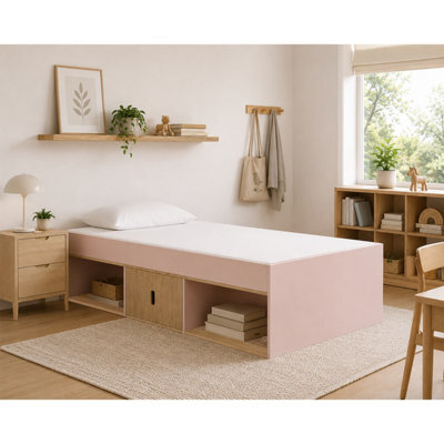 Kidsaw Low Cabin Pink/pink/oak Bed Single 3Ft, Sturdy Frame, All Ages - image 1