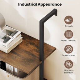 Gainoom 4-Tier Wall-Mounted Bookshelf Industrial Floating Storage Display Shelves Wall-Mounted Ladder Wooden Bookcase - thumbnail 6