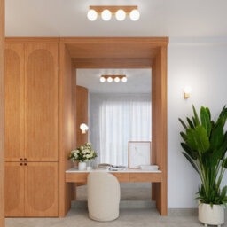 Luminosa Lighting Luminosa Bulbo Globe Ceiling Light Natural Wood, White 3X G9 - thumbnail 9