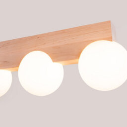 Luminosa Lighting Luminosa Bulbo Globe Ceiling Light Natural Wood, White 3X G9 - thumbnail 3