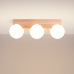 Luminosa Lighting Luminosa Bulbo Globe Ceiling Light Natural Wood, White 3X G9 - thumbnail 2