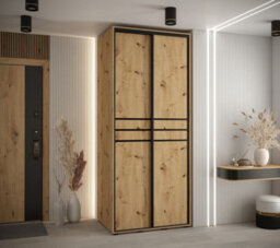 Arte Rustic Oak Artisan Sliding Wardrobe W120Cmh205Cmd60Cm - Compact Storage With Natural Charm - thumbnail 2
