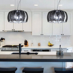 Long Life Lamps Company Modern Ceiling Crystal Droplet Pendant Light Smoked Grey Glasslamp Shade Drum H3010 - thumbnail 8