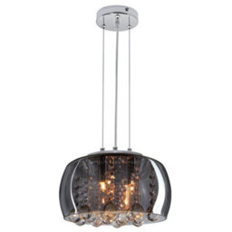 Long Life Lamps Company Modern Ceiling Crystal Droplet Pendant Light Smoked Grey Glasslamp Shade Drum H3010 - thumbnail 3
