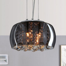 Long Life Lamps Company Modern Ceiling Crystal Droplet Pendant Light Smoked Grey Glasslamp Shade Drum H3010 - thumbnail 7