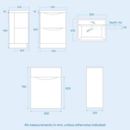 Nes Home Matte Grey 500mm Basin Vanity Unit And Rimless Close Coupled Toilet - thumbnail 7