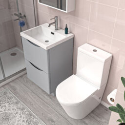 Nes Home Matte Grey 500mm Basin Vanity Unit And Rimless Close Coupled Toilet - thumbnail 4