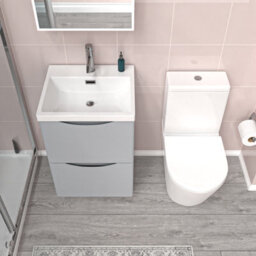 Nes Home Matte Grey 500mm Basin Vanity Unit And Rimless Close Coupled Toilet - thumbnail 3