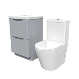 Nes Home Matte Grey 500mm Basin Vanity Unit And Rimless Close Coupled Toilet - thumbnail 6
