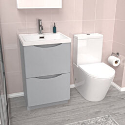 Nes Home Matte Grey 500mm Basin Vanity Unit And Rimless Close Coupled Toilet - thumbnail 5