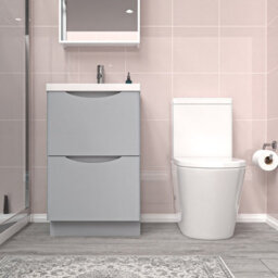 Nes Home Matte Grey 500mm Basin Vanity Unit And Rimless Close Coupled Toilet - thumbnail 2