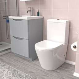Nes Home Matte Grey 500mm Basin Vanity Unit And Rimless Close Coupled Toilet - thumbnail 1