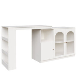 Matteo Modern White 360 Rotating Dining & Bar Storage Cabinet With Glass Doors - thumbnail 8
