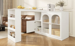 Matteo Modern White 360 Rotating Dining & Bar Storage Cabinet With Glass Doors - thumbnail 6