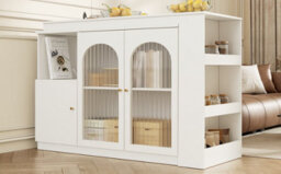 Matteo Modern White 360 Rotating Dining & Bar Storage Cabinet With Glass Doors - thumbnail 7