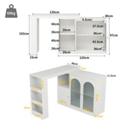 Matteo Modern White 360 Rotating Dining & Bar Storage Cabinet With Glass Doors - thumbnail 4
