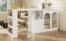 Matteo Modern White 360 Rotating Dining & Bar Storage Cabinet With Glass Doors - thumbnail 5