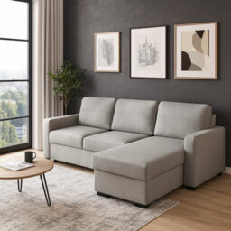 Tokio D Corner Sofa Bed With Storage Modern Reversible Design Comfortable Living Room Furniture Light Grey - thumbnail 1