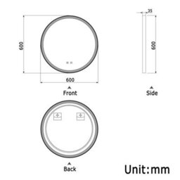 AVER-GROWTH 60Cm Round Illuminated Led Bathroom Mirror With Lights 3 Colour Modes Black Frame Demister Pad Anti-Fog Dimmable Touch/wall Switch - thumbnail 8