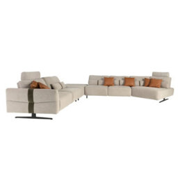 Angel Cerda Left-Hand Modular Chaise Longue Sofa In Sand Fabric - thumbnail 2