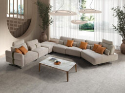 Angel Cerda Left-Hand Modular Chaise Longue Sofa In Sand Fabric - thumbnail 3