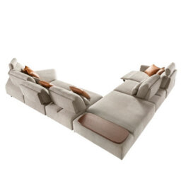Angel Cerda Left-Hand Modular Chaise Longue Sofa In Sand Fabric - thumbnail 6