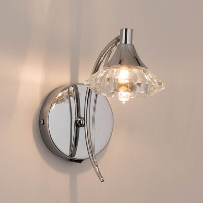 Harper Living Single Wall Light And Sconce, Polished Chrome Finish, Clear Glass Shade, G9 Bulb Cap - image 1