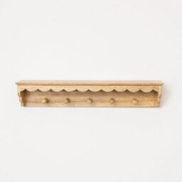 Melody Maison Natural Mango Wood Scalloped Edge Coat Peg Rail Hooks With Shelf - 80Cm - thumbnail 7