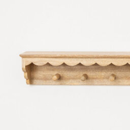 Melody Maison Natural Mango Wood Scalloped Edge Coat Peg Rail Hooks With Shelf - 80Cm - thumbnail 5