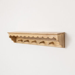 Melody Maison Natural Mango Wood Scalloped Edge Coat Peg Rail Hooks With Shelf - 80Cm - thumbnail 6