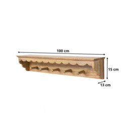 Melody Maison Natural Mango Wood Scalloped Edge Coat Peg Rail Hooks With Shelf - 80Cm - thumbnail 9