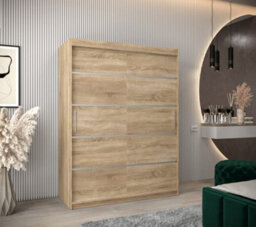 Arte Verona 01 Contemporary 2 Sliding Door Wardrobe 5 Shelves 2 Rails Oak Sonoma Effect (H)2000mm (W)1500mm (D)620mm - thumbnail 2