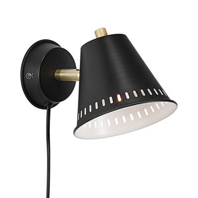 Nordlux Pine Indoor Wall Light Black - Mains Powered Ip20 - image 1