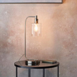 Anson Lighting Newbrook Table Light Finished In Brushed Nickel Plate And Clear Glass - thumbnail 1