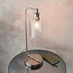 Anson Lighting Newbrook Table Light Finished In Brushed Nickel Plate And Clear Glass - thumbnail 2