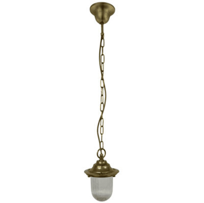 Lampfix Navigator 09149 Outdoor Ip54 1 Light Plain Pendant Lantern In A Raw Brass Finish