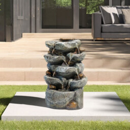 Living And Home Waterfall Solar-Powered Outdoor Led Resin Fountain Water Feature 49 Cm H - thumbnail 3