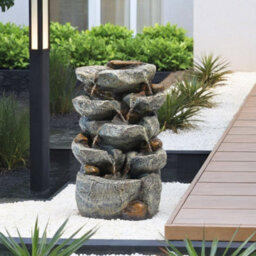 Living And Home Waterfall Solar-Powered Outdoor Led Resin Fountain Water Feature 49 Cm H - thumbnail 2
