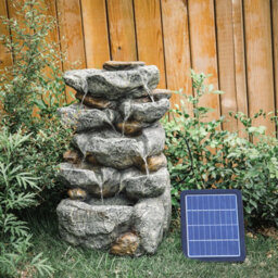 Living And Home Waterfall Solar-Powered Outdoor Led Resin Fountain Water Feature 49 Cm H