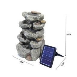 Living And Home Waterfall Solar-Powered Outdoor Led Resin Fountain Water Feature 49 Cm H - thumbnail 9