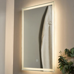 Litecraft Dux 25 Watt Rectangle Bathroom Mirror With Touch Demist - Silver - thumbnail 1